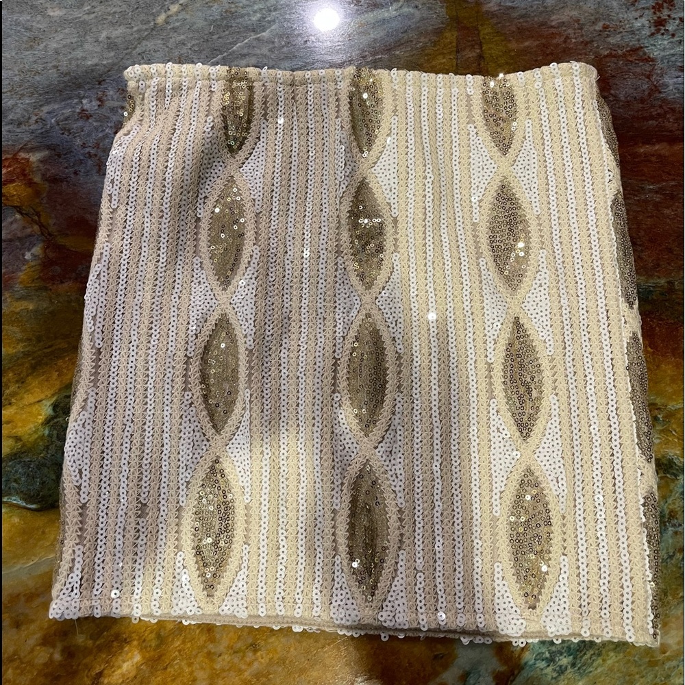 Sequined Ivory Mini Skirt